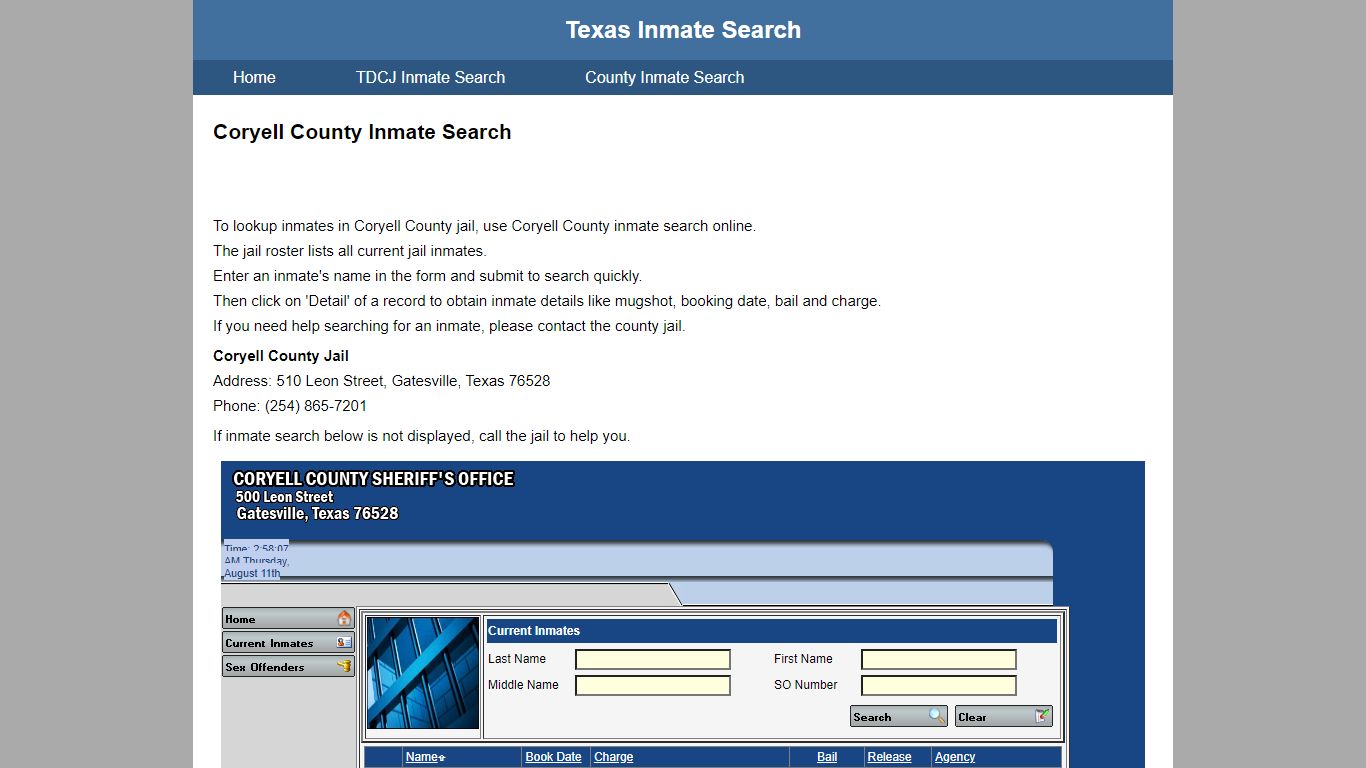 Coryell County Jail Inmate Search