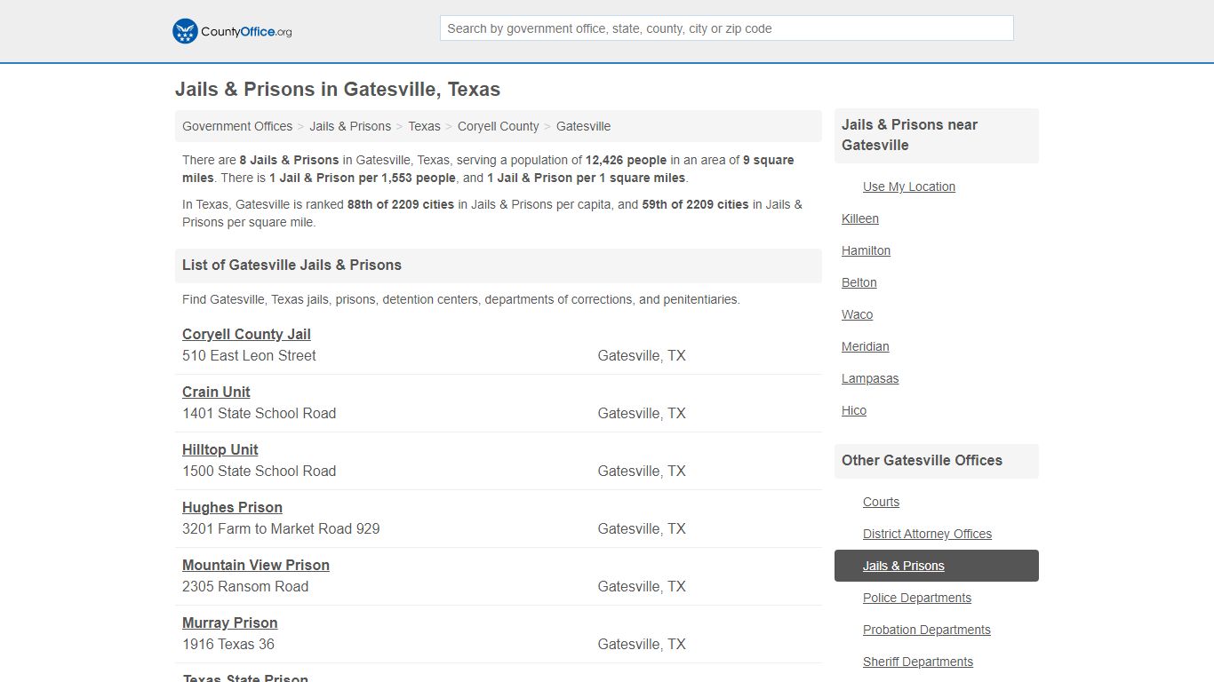 Jails & Prisons - Gatesville, TX (Inmate Rosters & Records)